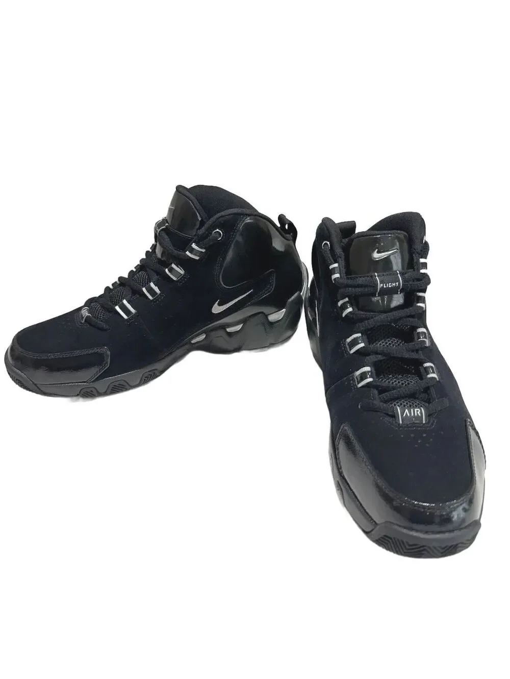 Nike Air Flight Hops Black Patent Suede Sneakers 309266-001 Men's Size 8.5
